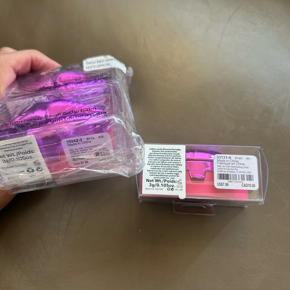 Claire's Pink Cotton Candy Lip Balm Set of 3 - Picture 4 of 11